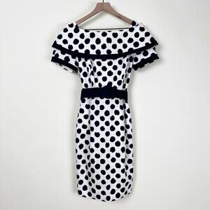 Rare Arnold Scaasi Vintage Polka Dot Midi Dress Pin-Up Cocktail Party 70's 80's